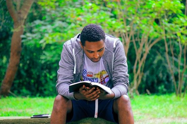 Man reading a book in a garden - when should you cite a source