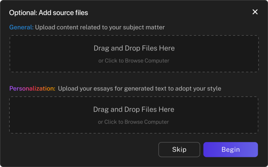 Conch AI - Upload Sources And Write in Your Own Writing Style